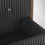 Grace 35.5L x 18.0W x 31.0H Medium Brown Wood W/Black Metal Frame 3 Drawer Accent Cabinet by Mercana at Eve Furniture