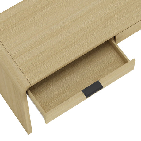 Grace 54" Home Office Desk in Natural Oak and Black by Manhattan Comfort at Eve Furniture