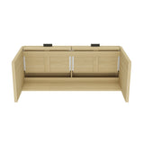Grace 54" Home Office Desk in Natural Oak and Black by Manhattan Comfort at Eve Furniture