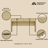 Grace 54" Home Office Desk in Natural Oak and Black by Manhattan Comfort at Eve Furniture