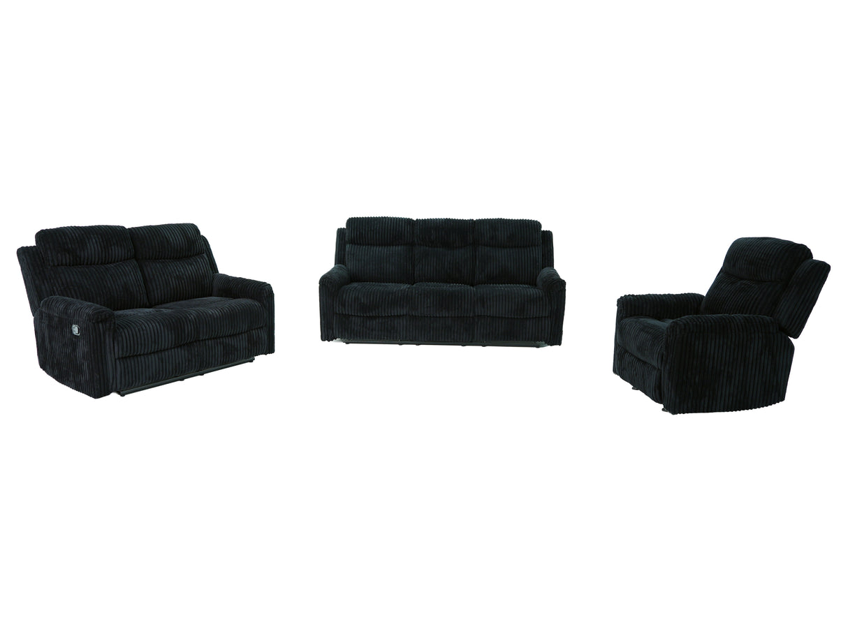Grace Black Corduroy 3-Piece Reclining Set by New Era Innovations at Eve Furniture
