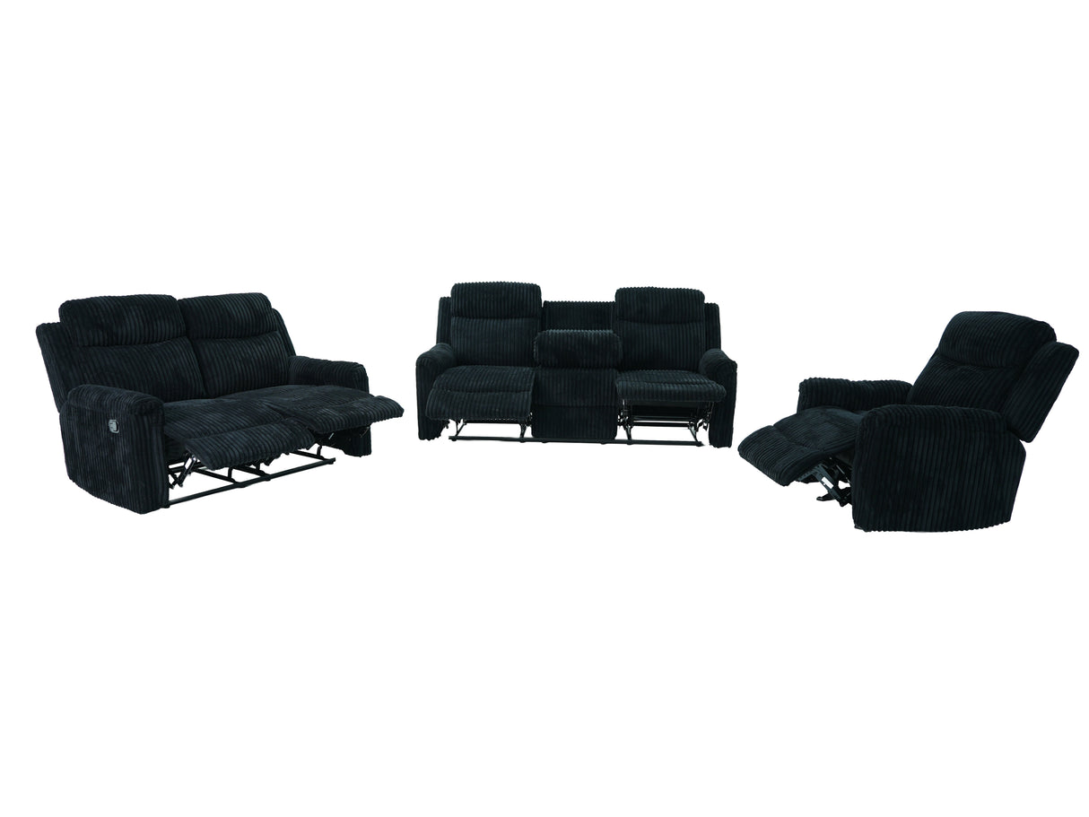 Grace Black Corduroy 3-Piece Reclining Set by New Era Innovations at Eve Furniture