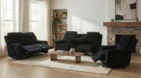 Grace Black Corduroy 3-Piece Reclining Set by New Era Innovations at Eve Furniture
