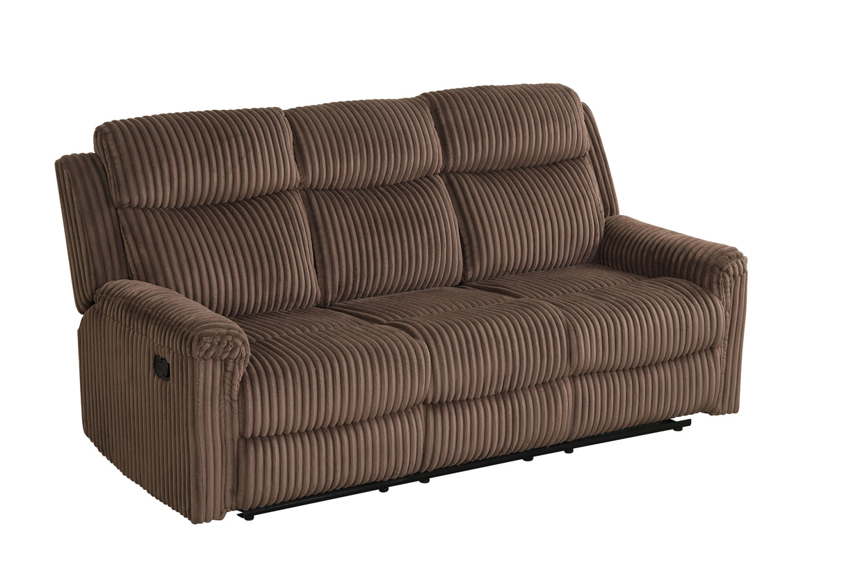 Grace Brown Corduroy 3-Piece Reclining Set by New Era Innovations at Eve Furniture