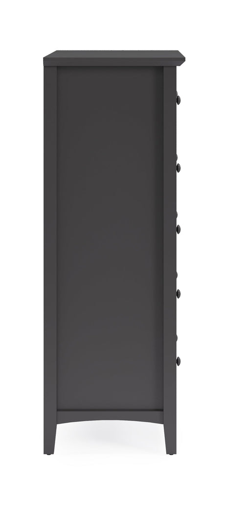 Grace Five Drawer Chest in Raven Black by Modus Furniture at Eve Furniture