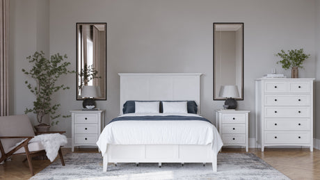 Grace Five Drawer Chest in Snowfall White by Modus Furniture at Eve Furniture