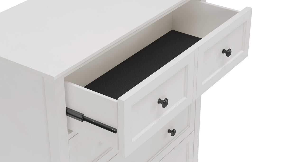 Grace Five Drawer Chest in Snowfall White by Modus Furniture at Eve Furniture