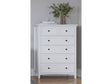Grace Five Drawer Chest in Snowfall White by Modus Furniture at Eve Furniture
