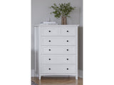 Grace Five Drawer Chest in Snowfall White by Modus Furniture at Eve Furniture