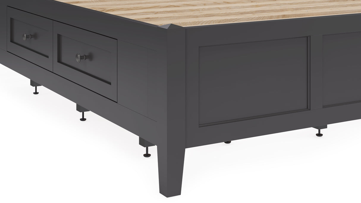 Grace Four Drawer Queen Platform Storage Bed in Raven Black by Modus Furniture at Eve Furniture
