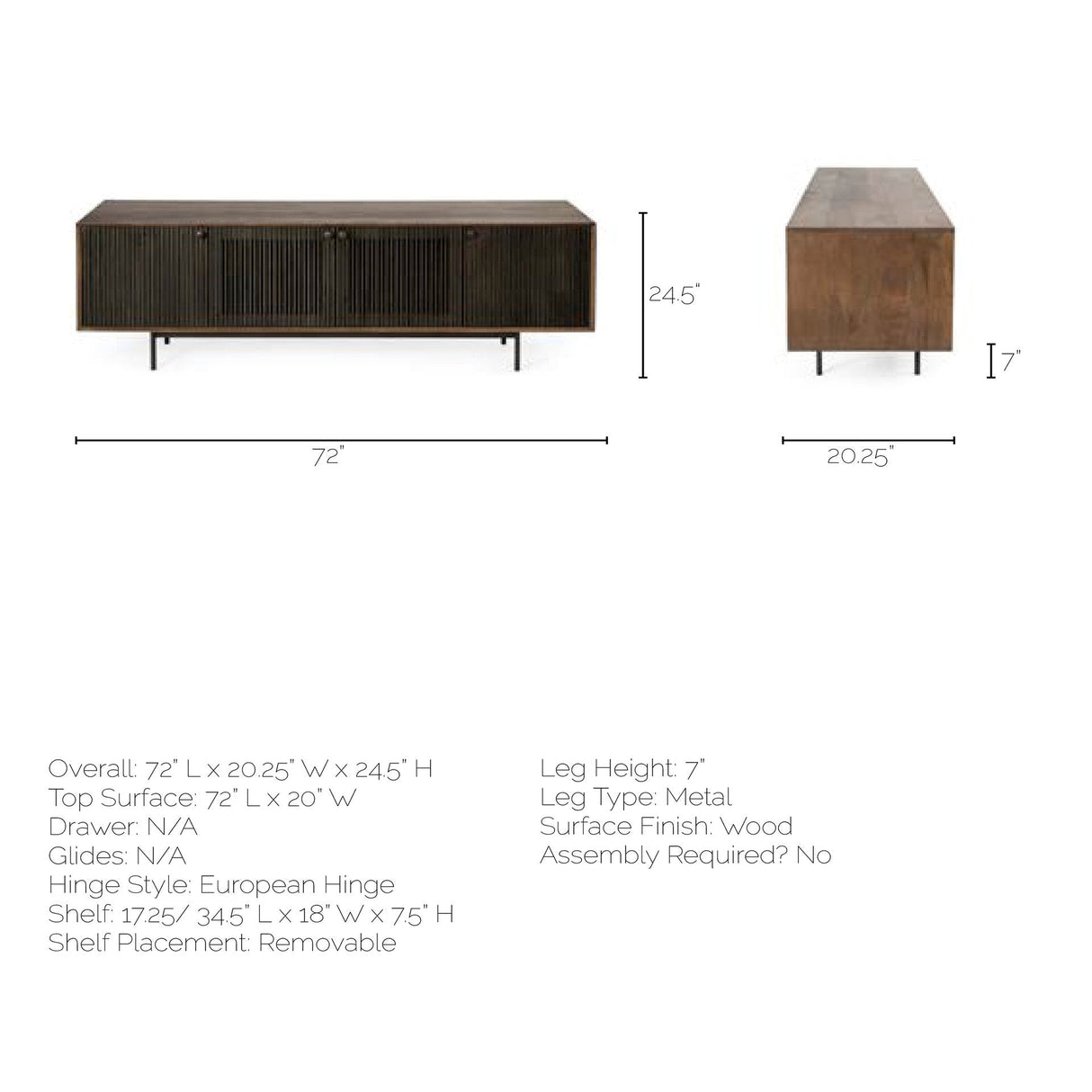 Grace I Two-Toned Brown Solid Wood TV Stand Media Console with Slated Doors by Mercana at Eve Furniture