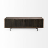 Grace I Two-Toned Brown Solid Wood TV Stand Media Console with Slated Doors by Mercana at Eve Furniture