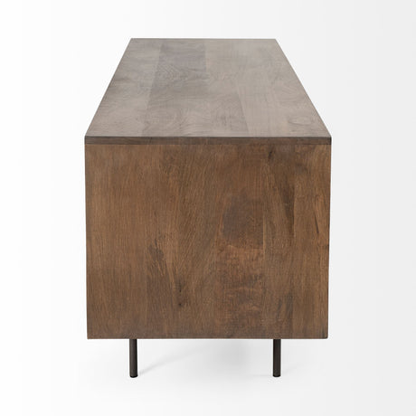 Grace I Two-Toned Brown Solid Wood TV Stand Media Console with Slated Doors by Mercana at Eve Furniture