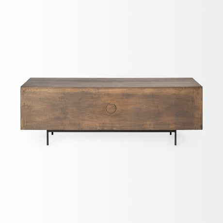 Grace I Two-Toned Brown Solid Wood TV Stand Media Console with Slated Doors by Mercana at Eve Furniture
