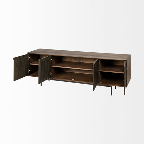Grace I Two-Toned Brown Solid Wood TV Stand Media Console with Slated Doors by Mercana at Eve Furniture