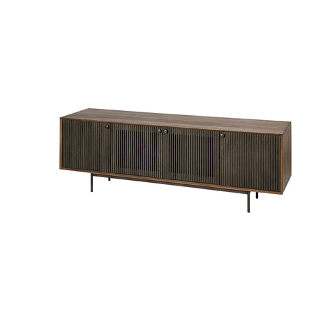 Grace I Two-Toned Brown Solid Wood TV Stand Media Console with Slated Doors by Mercana at Eve Furniture
