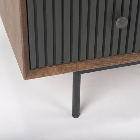Grace Medium Brown Wood W/Black Metal Frame 3 Drawer Accent Cabinet by Mercana at Eve Furniture