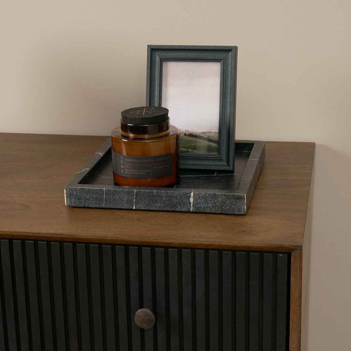 Grace Medium Brown Wood W/Black Metal Frame 3 Drawer Accent Cabinet by Mercana at Eve Furniture