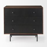 Grace Medium Brown Wood W/Black Metal Frame 3 Drawer Accent Cabinet by Mercana at Eve Furniture