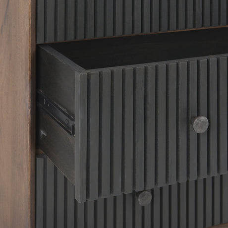 Grace Medium Brown Wood W/Black Metal Frame 3 Drawer Accent Cabinet by Mercana at Eve Furniture