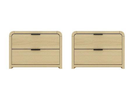 Grace Nightstand in Natural Oak and Black (set of 2) by Manhattan Comfort at Eve Furniture