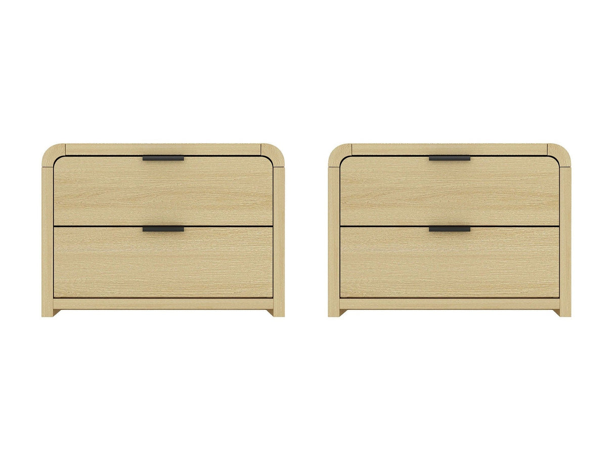 Grace Nightstand in Natural Oak and Black (set of 2) by Manhattan Comfort at Eve Furniture