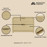 Grace Nightstand in Natural Oak and Gold by Manhattan Comfort at Eve Furniture