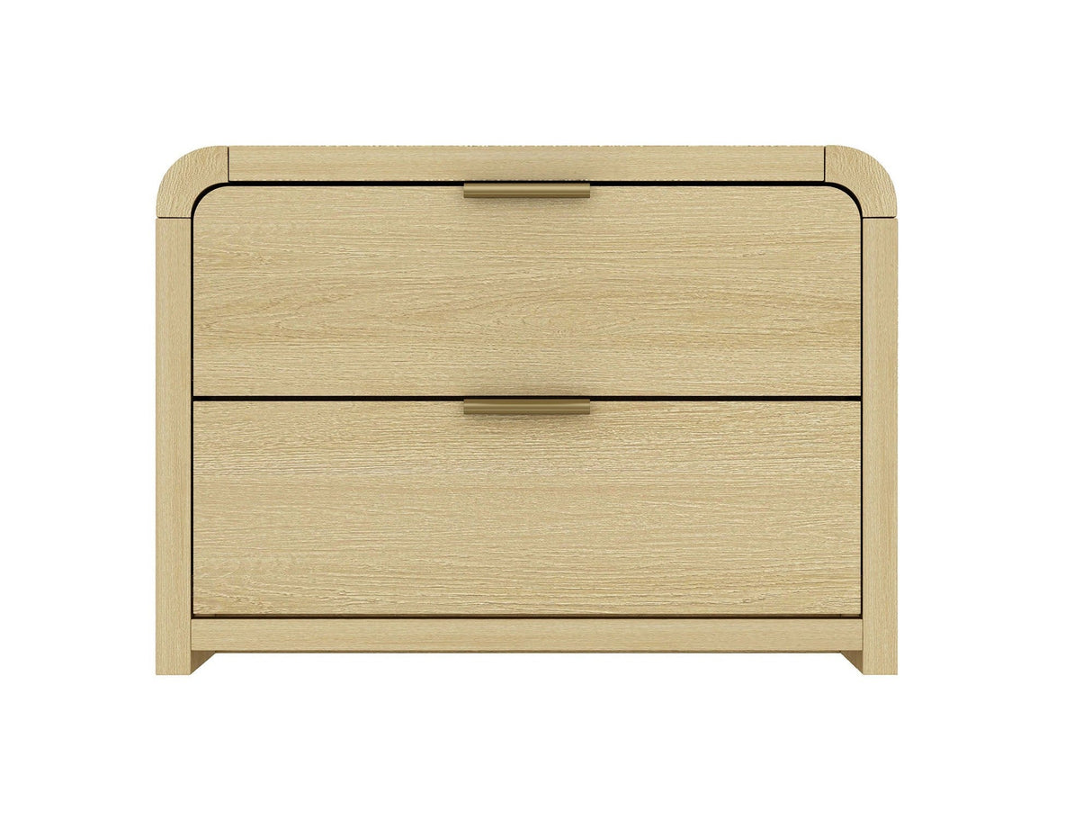 Grace Nightstand in Natural Oak and Gold by Manhattan Comfort at Eve Furniture