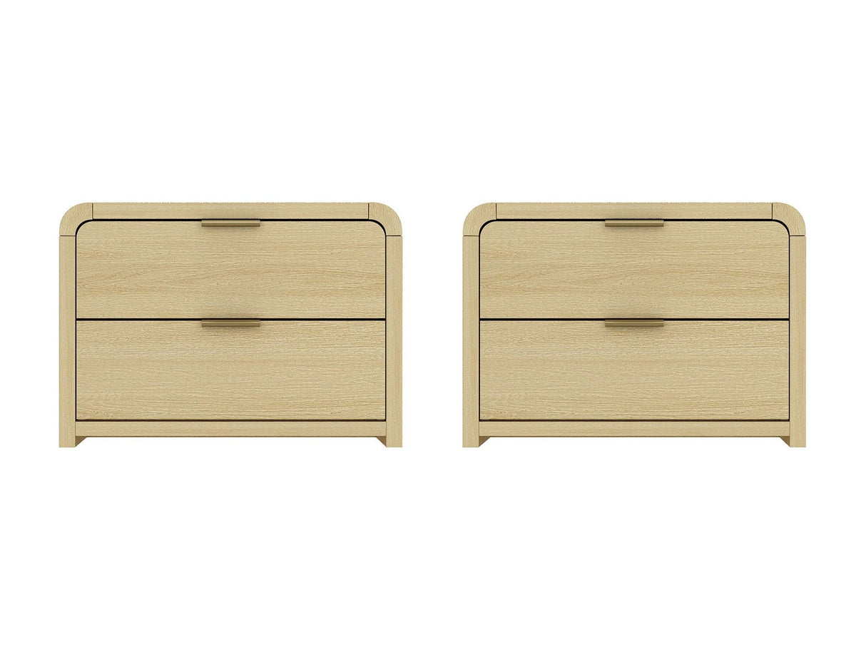 Grace Nightstand in Natural Oak and Gold (set of 2) by Manhattan Comfort at Eve Furniture