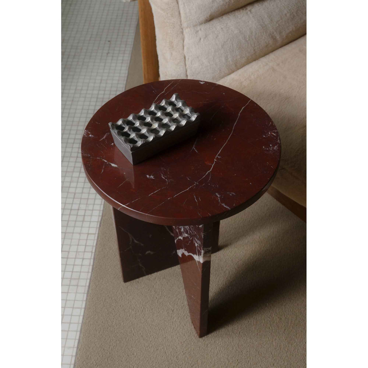 Grace Rosso Levante Marble Accent Table by Moe's Home at Eve Furniture
