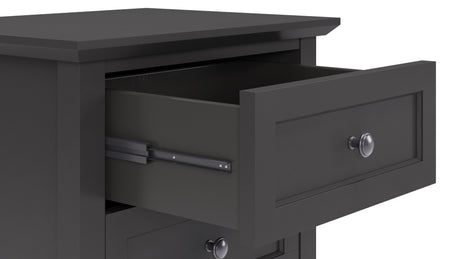 Grace Three Drawer Nightstand in Raven Black by Modus Furniture at Eve Furniture