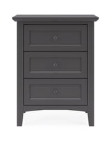Grace Three Drawer Nightstand in Raven Black by Modus Furniture at Eve Furniture