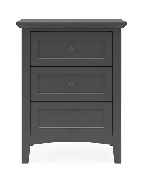 Grace Three Drawer Nightstand in Raven Black by Modus Furniture at Eve Furniture