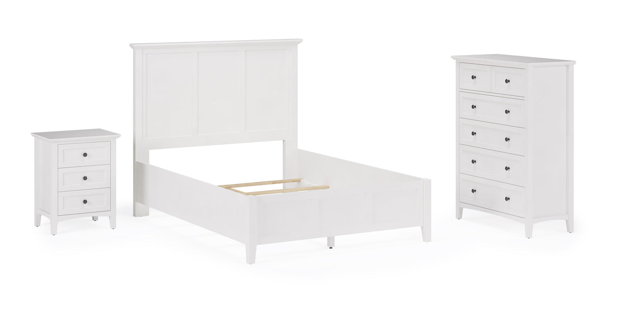 Grace Three Drawer Nightstand in Snowfall White by Modus Furniture at Eve Furniture