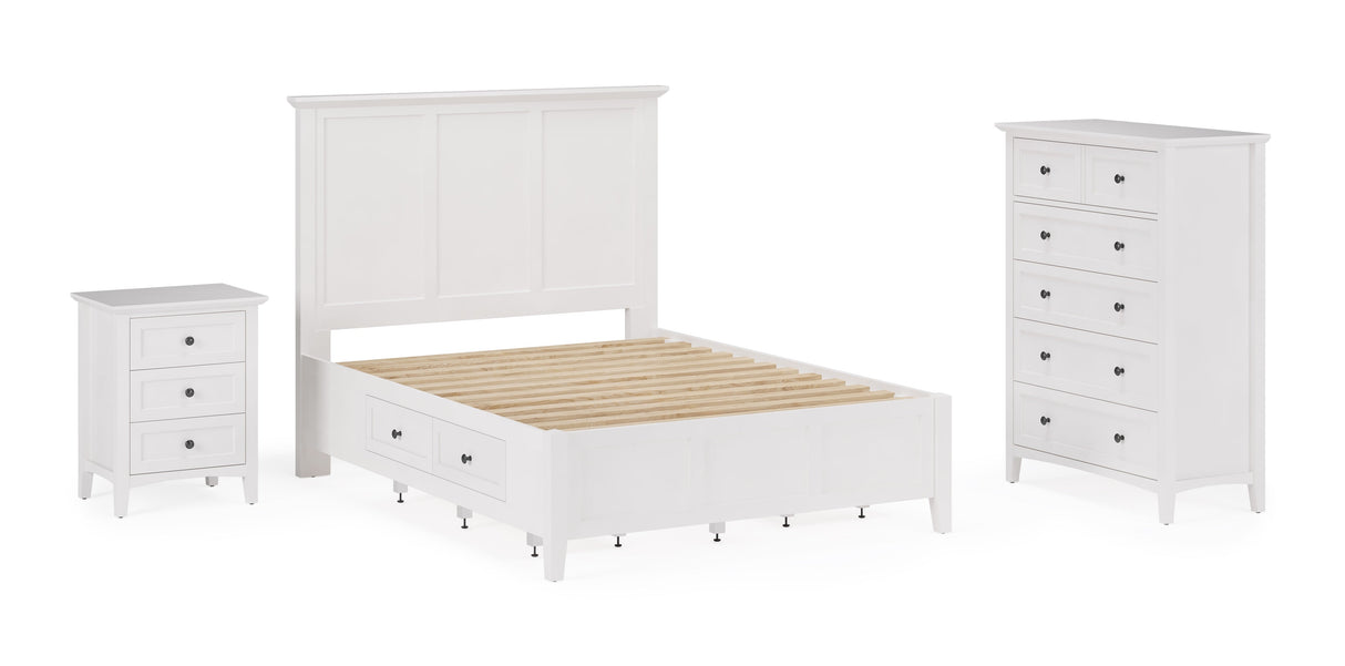 Grace Three Drawer Nightstand in Snowfall White by Modus Furniture at Eve Furniture