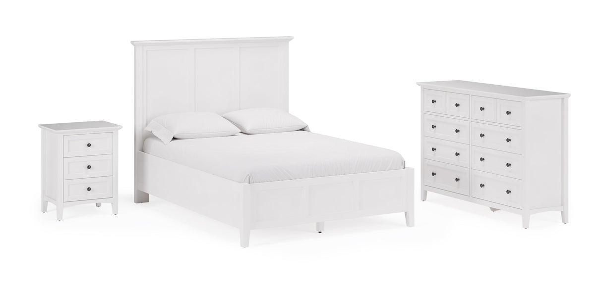 Grace Three Drawer Nightstand in Snowfall White by Modus Furniture at Eve Furniture