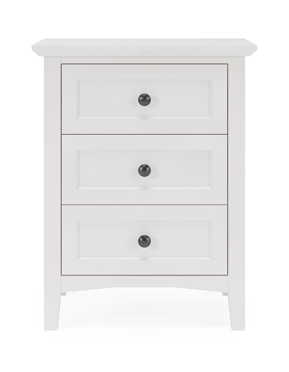 Grace Three Drawer Nightstand in Snowfall White by Modus Furniture at Eve Furniture