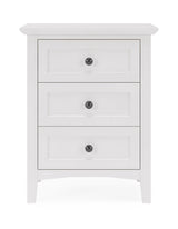 Grace Three Drawer Nightstand in Snowfall White by Modus Furniture at Eve Furniture
