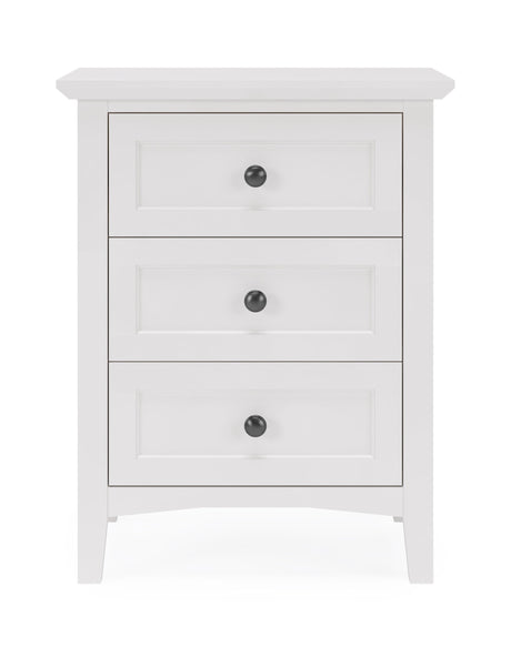 Grace Three Drawer Nightstand in Snowfall White by Modus Furniture at Eve Furniture