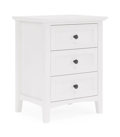 Grace Three Drawer Nightstand in Snowfall White by Modus Furniture at Eve Furniture