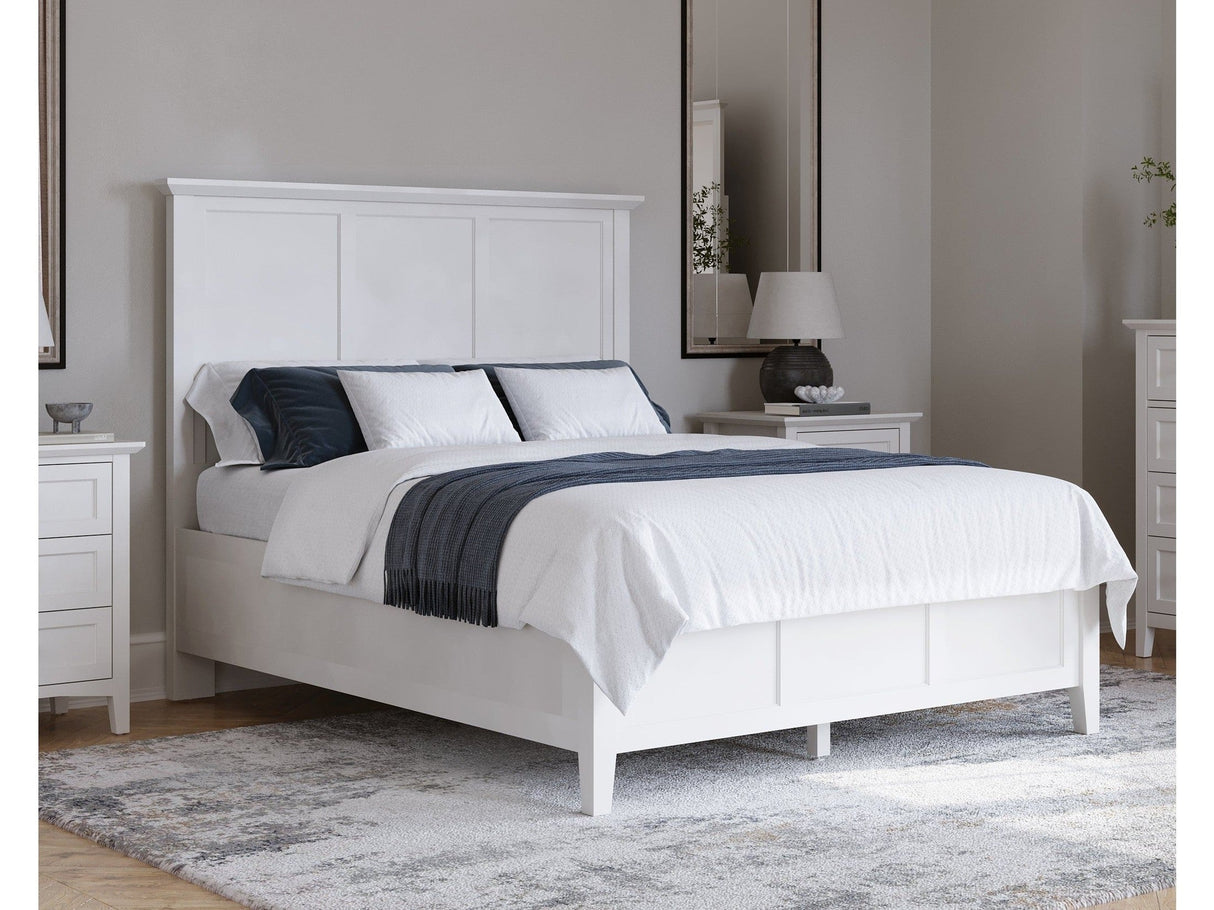 Grace Three Eastern King Panel Bed in Snowfall White by Modus Furniture at Eve Furniture