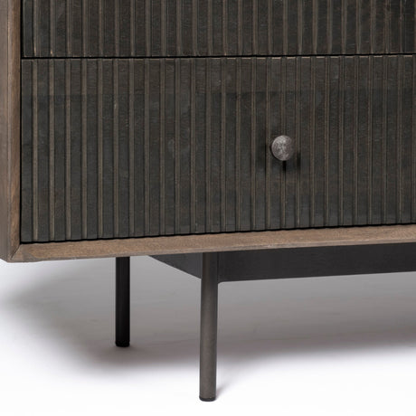 Grace Two-Tone Brown Solid Wood 6 Drawer Sideboard by Mercana at Eve Furniture