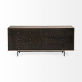 Grace Two-Tone Brown Solid Wood 6 Drawer Sideboard by Mercana at Eve Furniture