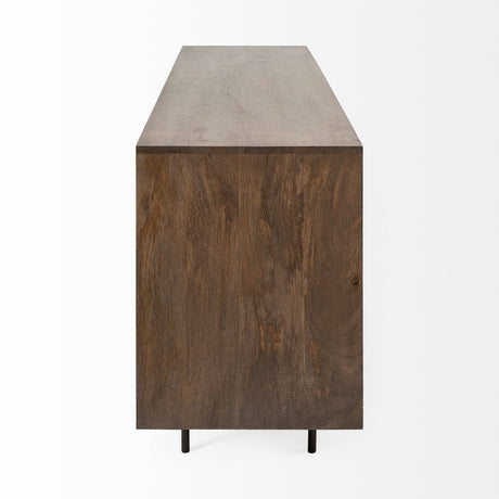 Grace Two-Tone Brown Solid Wood 6 Drawer Sideboard by Mercana at Eve Furniture