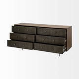 Grace Two-Tone Brown Solid Wood 6 Drawer Sideboard by Mercana at Eve Furniture