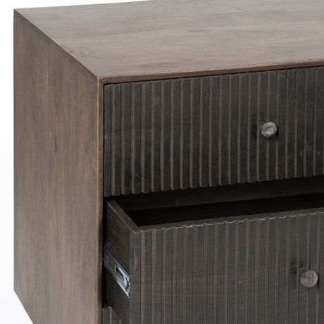 Grace Two-Tone Brown Solid Wood 6 Drawer Sideboard by Mercana at Eve Furniture