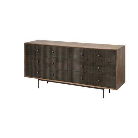 Grace Two-Tone Brown Solid Wood 6 Drawer Sideboard by Mercana at Eve Furniture