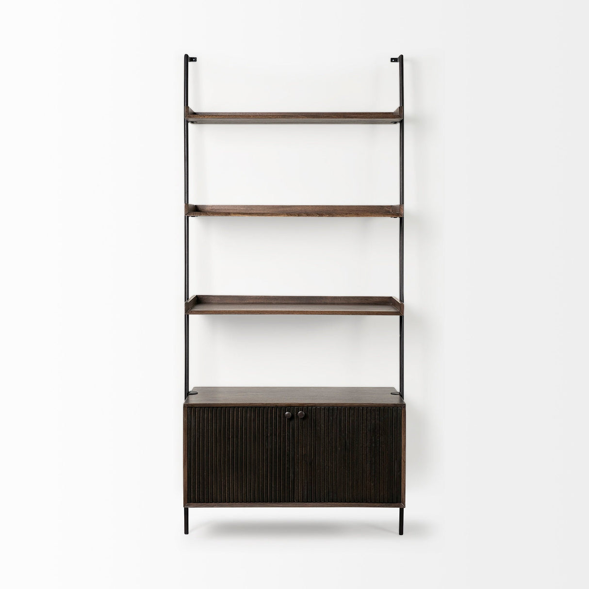 Grace Two-Toned Brown Wood Three Shelf Shelving Unit by Mercana at Eve Furniture