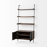 Grace Two-Toned Brown Wood Three Shelf Shelving Unit by Mercana at Eve Furniture