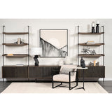 Grace Two-Toned Brown Wood Three Shelf Shelving Unit by Mercana at Eve Furniture